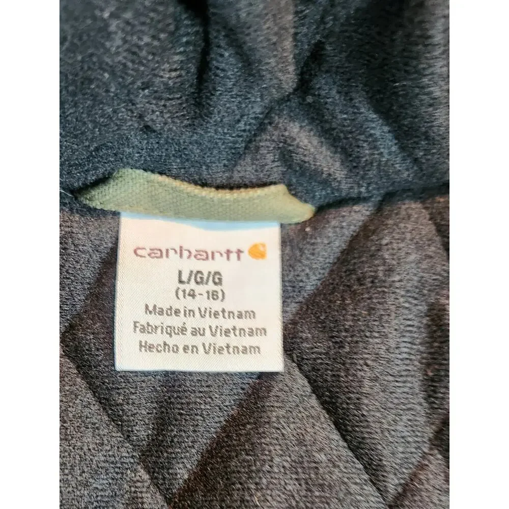 Carhartt Youth L 14-16 Olive Green Hooded Active Jacket Quilted Lined NWOT